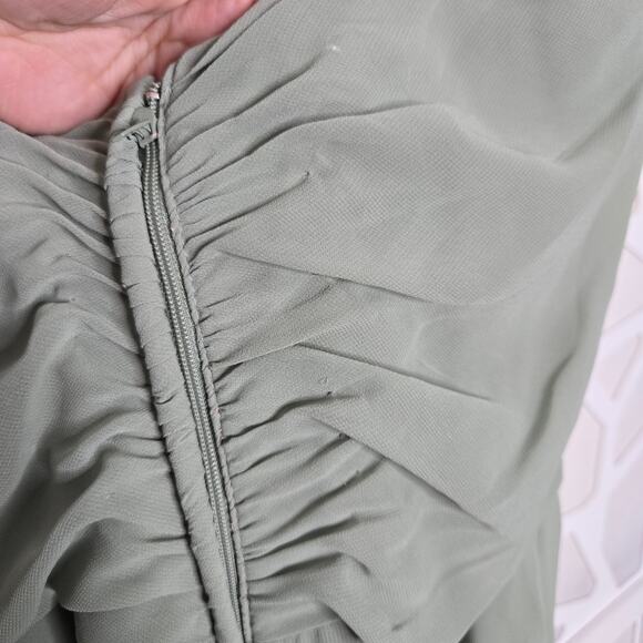 Kennedy Blue Sage Green Jeslyn Chiffon Sweetheart Maxi Dress Womens SZ 2 Wedding - Picture 8 of 9